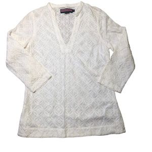 Vineyard Vines Embroidered Solid White Tunic Top XS
